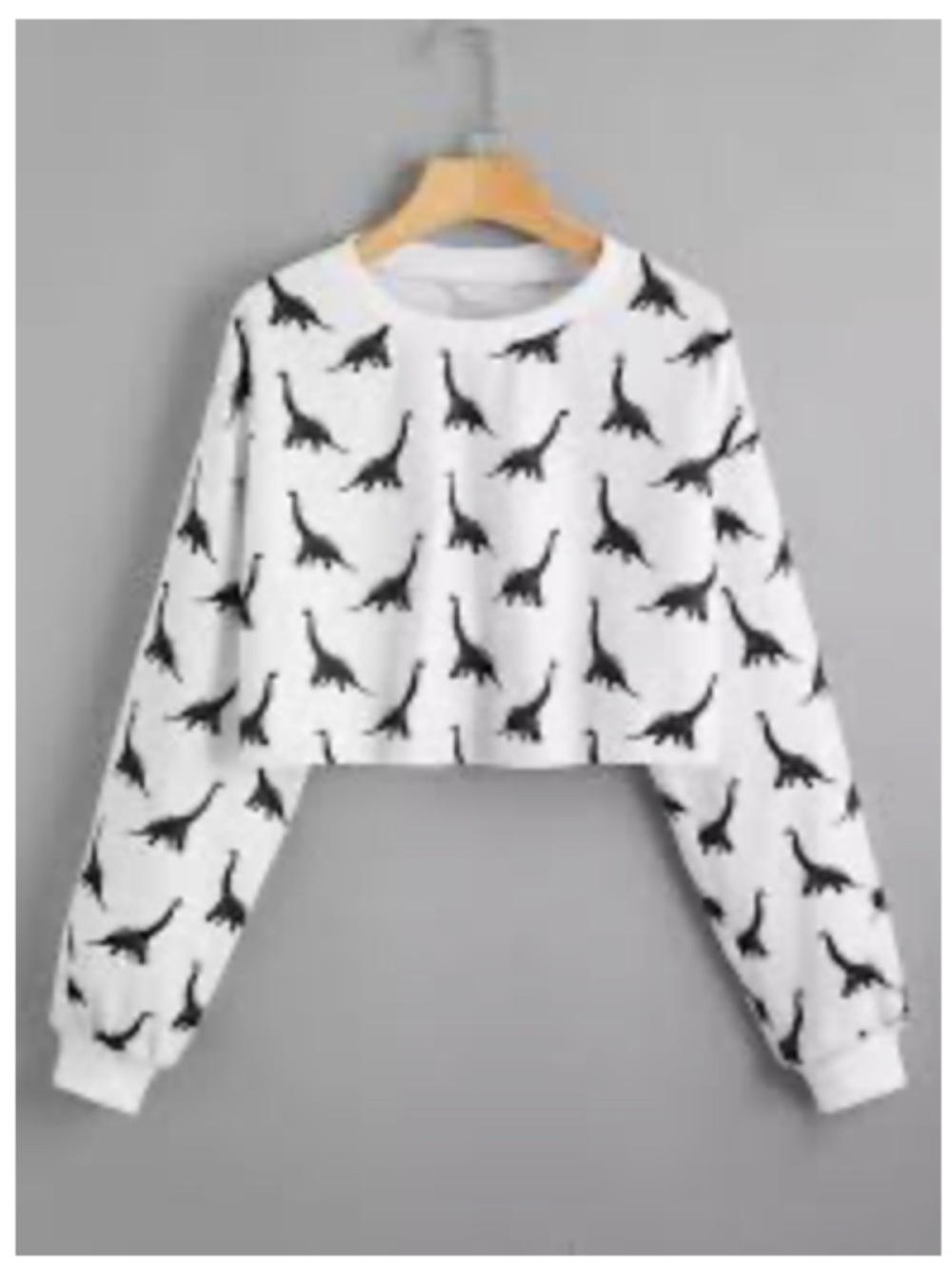 Dinosaur Print Cropped Sweater - Black on Cream